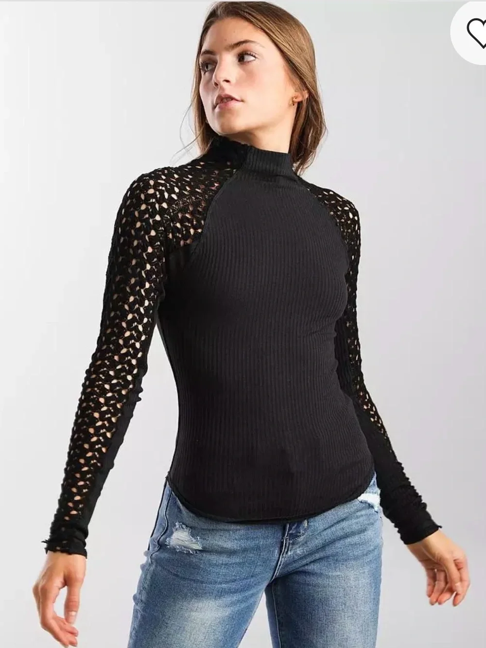 NWT Free People Clemente Mock Neck Top
